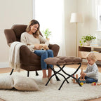 Lazy Chair with Ottoman, Comfy Accent Reading Chair, Dark Brown | Foldable - Image 5