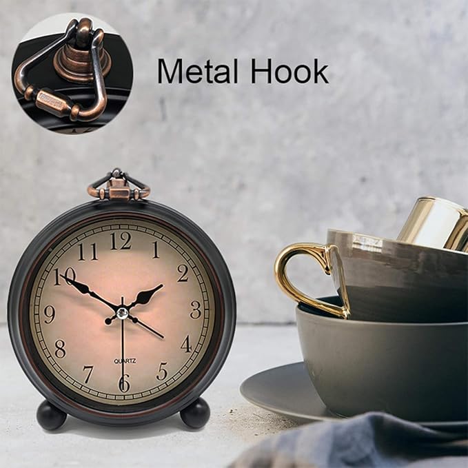 TooTa Vintage Retro Analog Alarm Clock, 4.5 inch Super Silent Non Ticking Small - Image 4