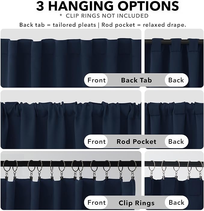 Deconovo Blackout Curtains for Bedroom 108 Inches Long | Back Tab and Rod - Image 2