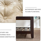 LOULENS 44'' Leather Storage Bench, Modern Upholstered Ottoman, Ivory | Solid - Image 5