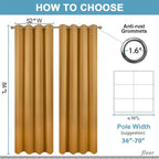 Diraysid Mustard Yellow Grommet Blackout Curtains - Image 6