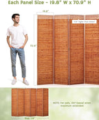 Bamboo Room Divider, 6-Panel Folding Privacy Screen, 6ft | 70.9" H x 119" W - Image 2