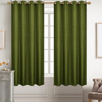 Diraysid 100% Blackout Curtains Olive Green Linen Curtains - Image 3