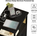 Fixwal Night Stand with Charging Station, 2 Drawers | fabric drawer, built-in - Image 6
