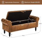 Storage Ottoman Bench, Leather Benches End of Bed Bench - Image 3