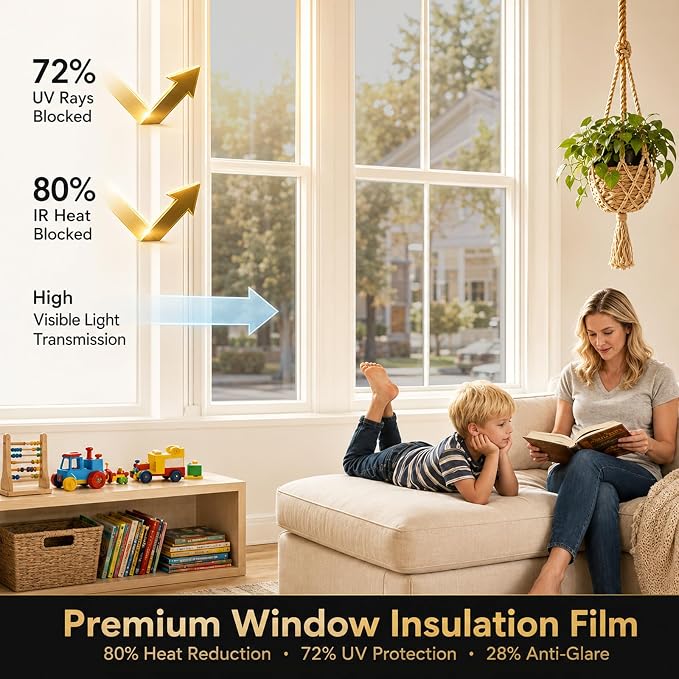 One Way Privacy Window Film Heat Control Mirror Tint 45.6Inx14.4Ft | Reflective - Image 3