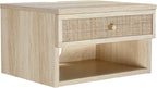 Nathan James Jackson Wall Mounted Rattan Floating Bedroom Nightstand - Image 7