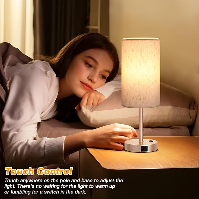 Dicoool 17.4" Bedside Lamp for Bedroom - Image 2