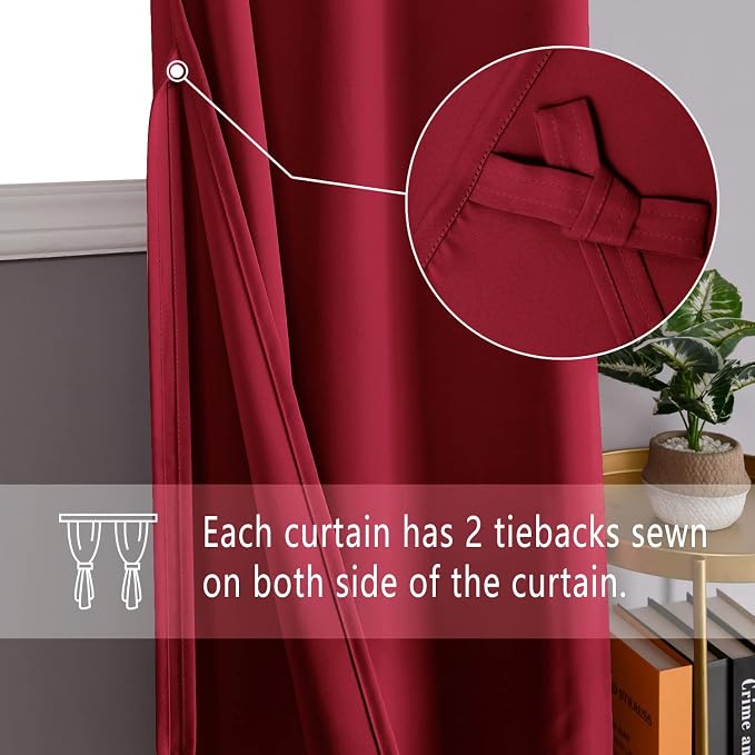 DWCN Blackout Curtains with Tiebacks - Image 2