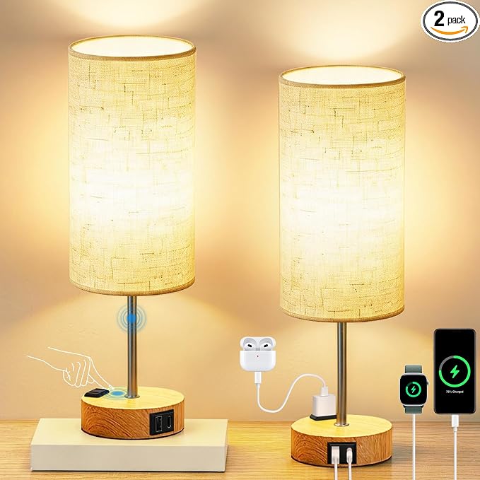 2-Pack Table Lamps, High-Sensitivity Touch, 3-Level Dimmable Bedside Lamp by Unknown