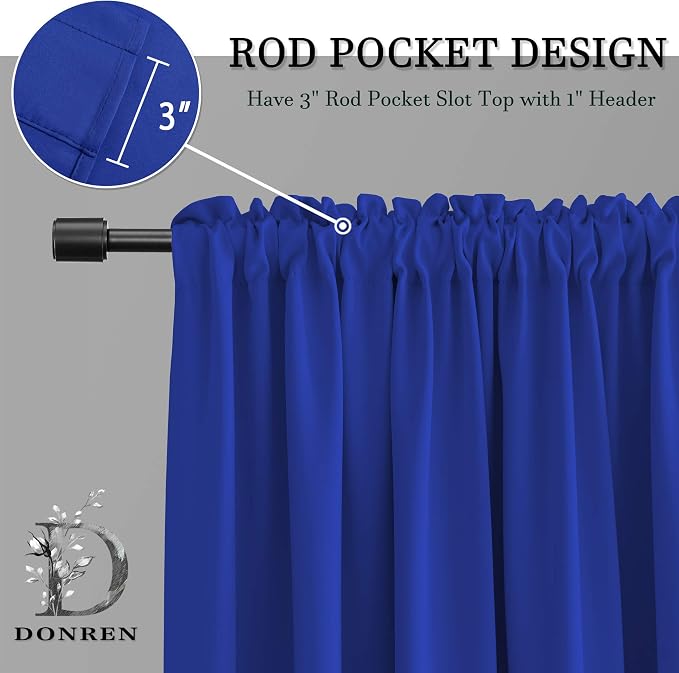 Cobalt Blue Blackout Draperies Curtains - Image 4