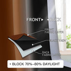 COSVIYA Grommet Drapes Burnt Orange and Black Curtains W52xL84 Inch | Gradient - Image 7