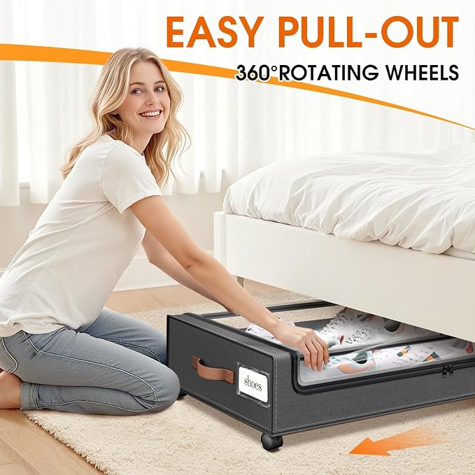 Under Bed Storage with Wheels 2Pack Storage Containers with Clear Window | - Image 4