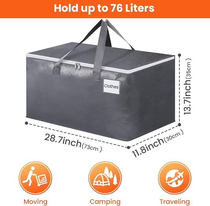 BlissTotes Large Moving Bags, Storage Bags, 76L-6 Pack | Moving Bags - Image 2