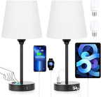 White Bedside Lamps Set 2 for Bedroom by Acaxin
