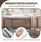 chairus 55" Button Tufted Semi-Circle Dining Bench Linen Halfmoon Entryway - Image 5