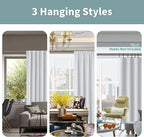 BGment Greyish White 100% Blackout 48 Inch Curtains - Image 3