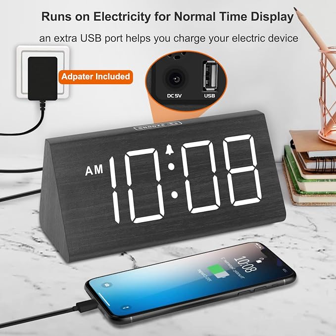 DreamSky Wooden Digital Alarm Clock - Image 5