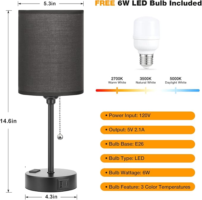 Small Bedside Table Lamp for Bedroom - Image 4