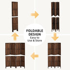 Wood 4 Panel Room Divider, 5.6Ft Detachable Folding Privacy Screen - Image 8