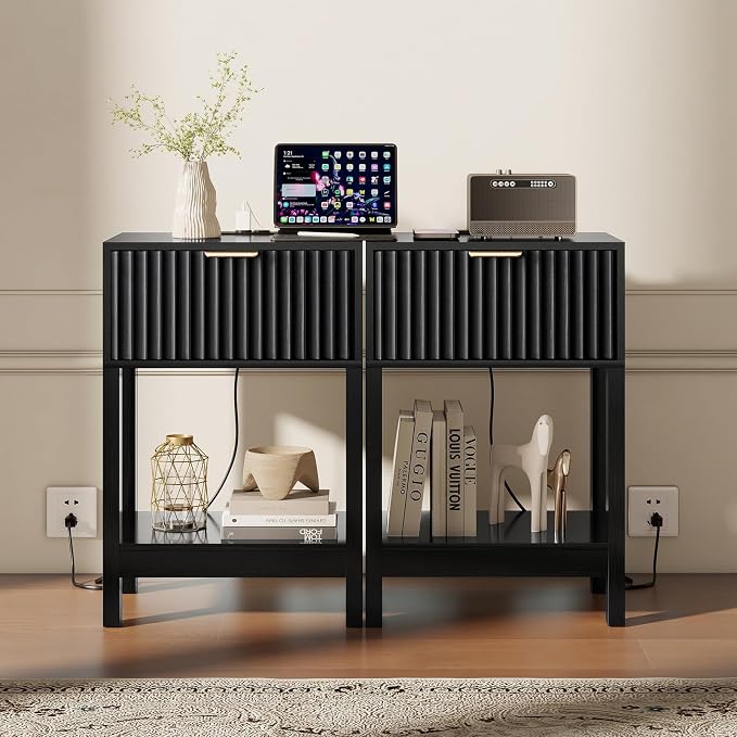 Nasonet Night Stand Set 2, Fluted Nightstand - Image 6