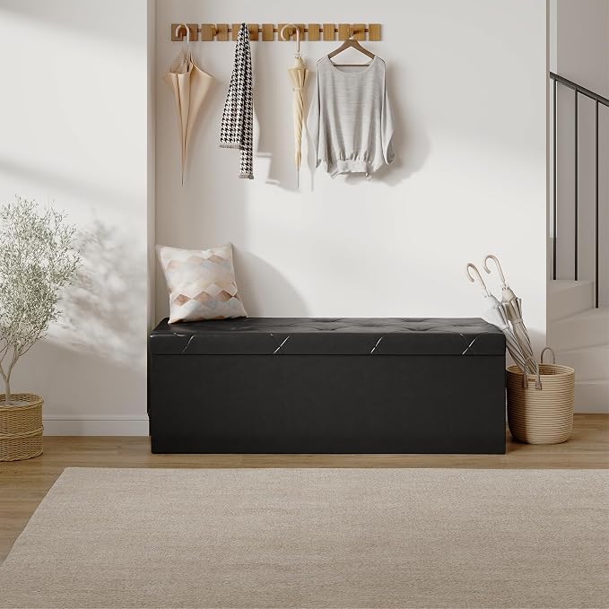 Sweetcrispy 43 Inch Storage Ottoman Bench, Folding Ottoman - Image 2