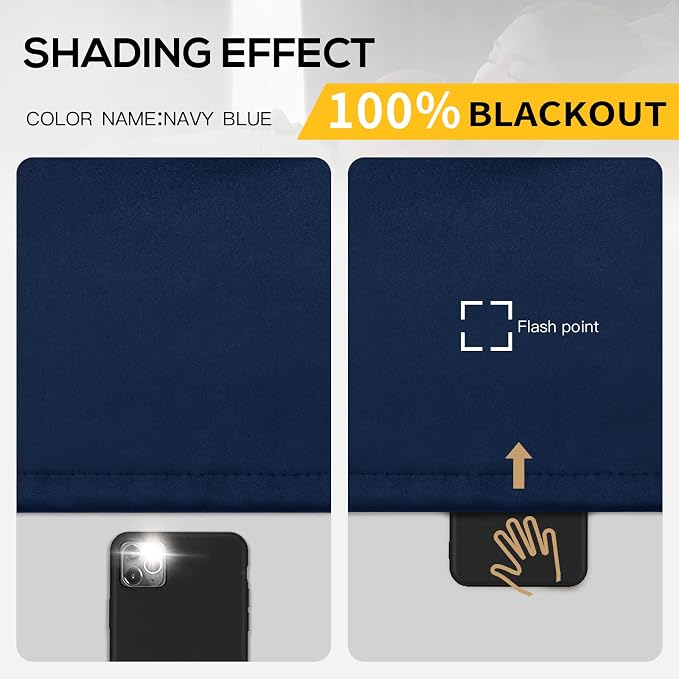 Yakamok Navy Blue Blackout Curtains 72 inches Long - Image 2
