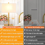 21" Touch Bedside lamps with 2 USB & AC Outlets, 3-Way Dimmable Bedside Table - Image 6