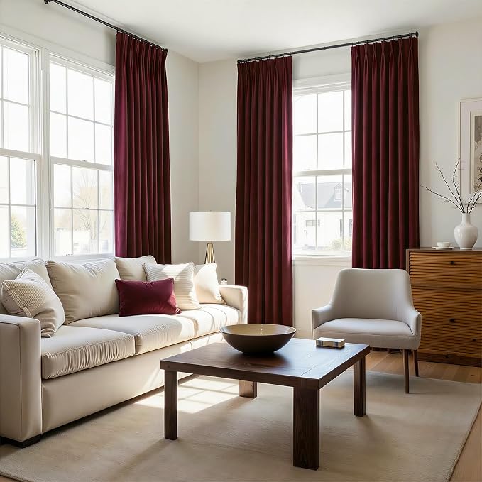 Ruby Wine Velvet Curtains 84 Inch Length - Image 6