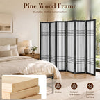 6 Panel Room Divider, 66.9" Tall Folding Privacy Screen, Pine Wood Frame Design - Image 4