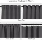 PONY DANCE Grey Blackout Curtains 96 inch Long, Room Darkening Curtains - Image 5