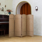 Compact 4 Panel Short Room Divider, 47.2 Inch Tall Double-Sided Rattan Folding - Image 5