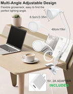 BOHON Clamp Lamp 5 Color Modes 10 Brightness Dimmer Bedside Lamp, Adapter - Image 5