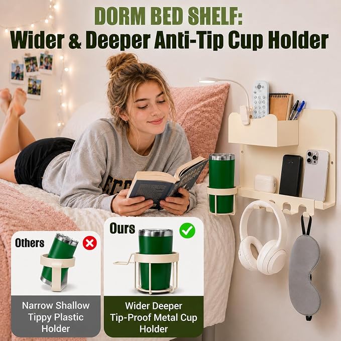 Floating Bedside Wall Shelf, Metal Wall Organizer - Image 4