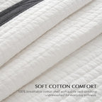 EVERGRACEHOME Border Frame Cotton Quilt Bedding Set, Washed Black | Border - Image 3