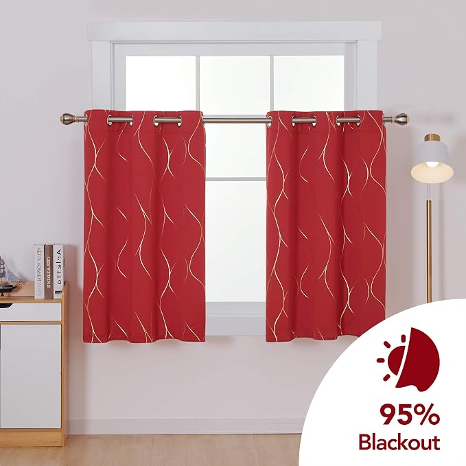 Deconovo Curtains for Living Room, Pattern Blackout Curtains 54 Inches Long | - Image 2