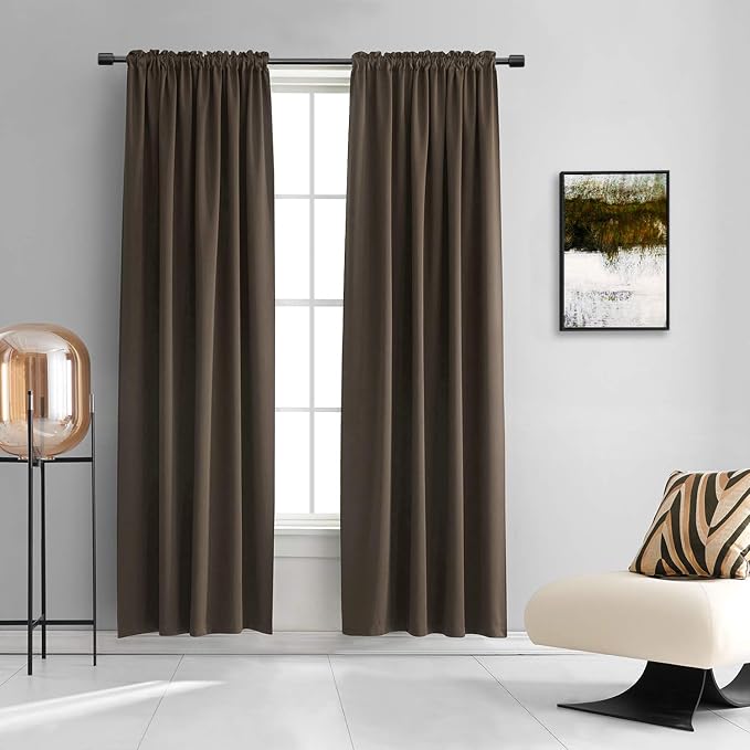 Brown Coffee Colour Blackout Curtain Panels by DONREN