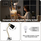 Desk lamp Eye-Caring Table Lamps, 360°Rotation Gooseneck Clip on Lamp Reading - Image 5