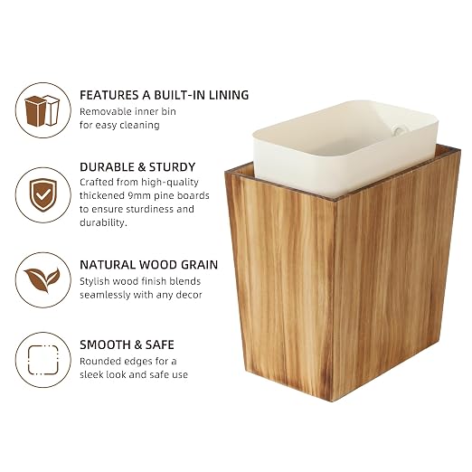 Coeusy 2 Gallon Wooden Trash Can - Image 4