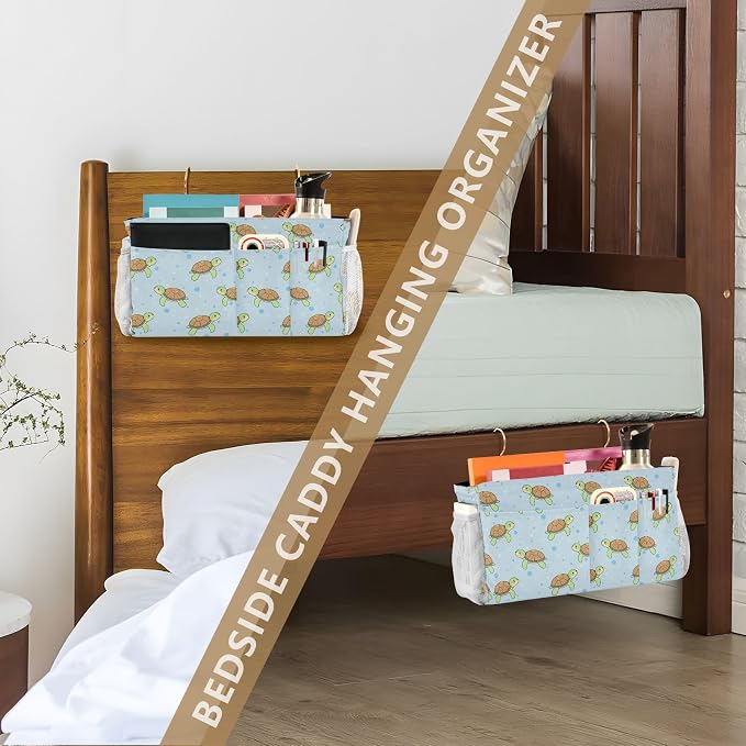 Cartoon Turtles tag8 Bedside Caddy Storage Bag Bedside Organizer - Image 7