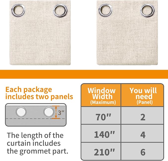 YoungsTex Linen Blackout Curtains 54 Inches Long - Image 8