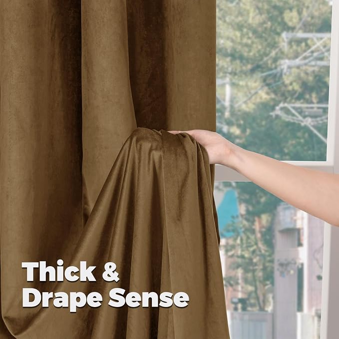 BGment Bronze Brown Velvet Blackout Curtains - Image 7