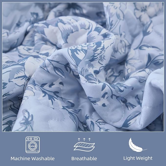 WONGS BEDDING Botanical Quilts Queen Size, 3 Pieces Bedspread Set, Polyester - Image 5