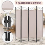 4 Panel Room Divider 6FT Steel Frame Screen Folding Privacy Divider - Image 5