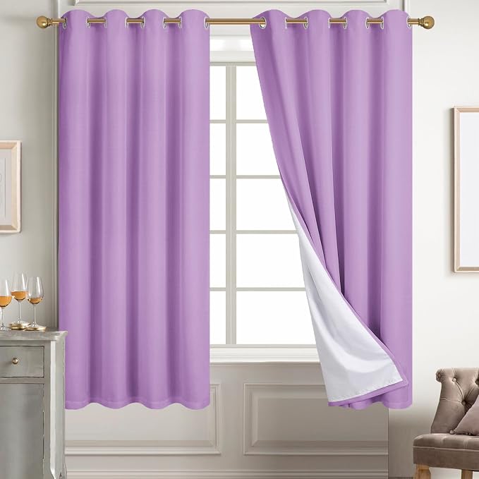 Diraysid 100% Blackout Curtains Lilac Linen Curtains by Diraysid%2C+refresh+your+life