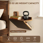 Floating Nightstand Set of 2 Walnut Bedside Table Wall Mounted Wood | Z-Shape - Image 3