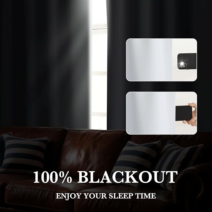 RYB HOME Short White 100% Blackout Curtains - Image 3