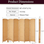 RHF Room Divider Panel, 6 Panel Partition Room Dividers Screen, Light Beige | - Image 3