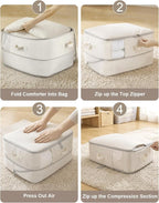 Comforter Storage Bag 2-Pack Self Compression Organizer, 22 Gallons | 2-Layer - Image 7