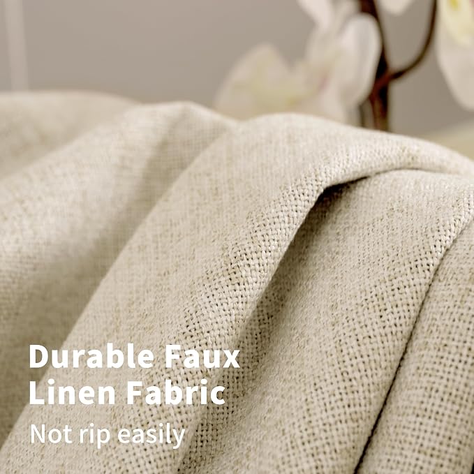 YoungsTex Warm Beige Linen Blackout Curtains - Image 5